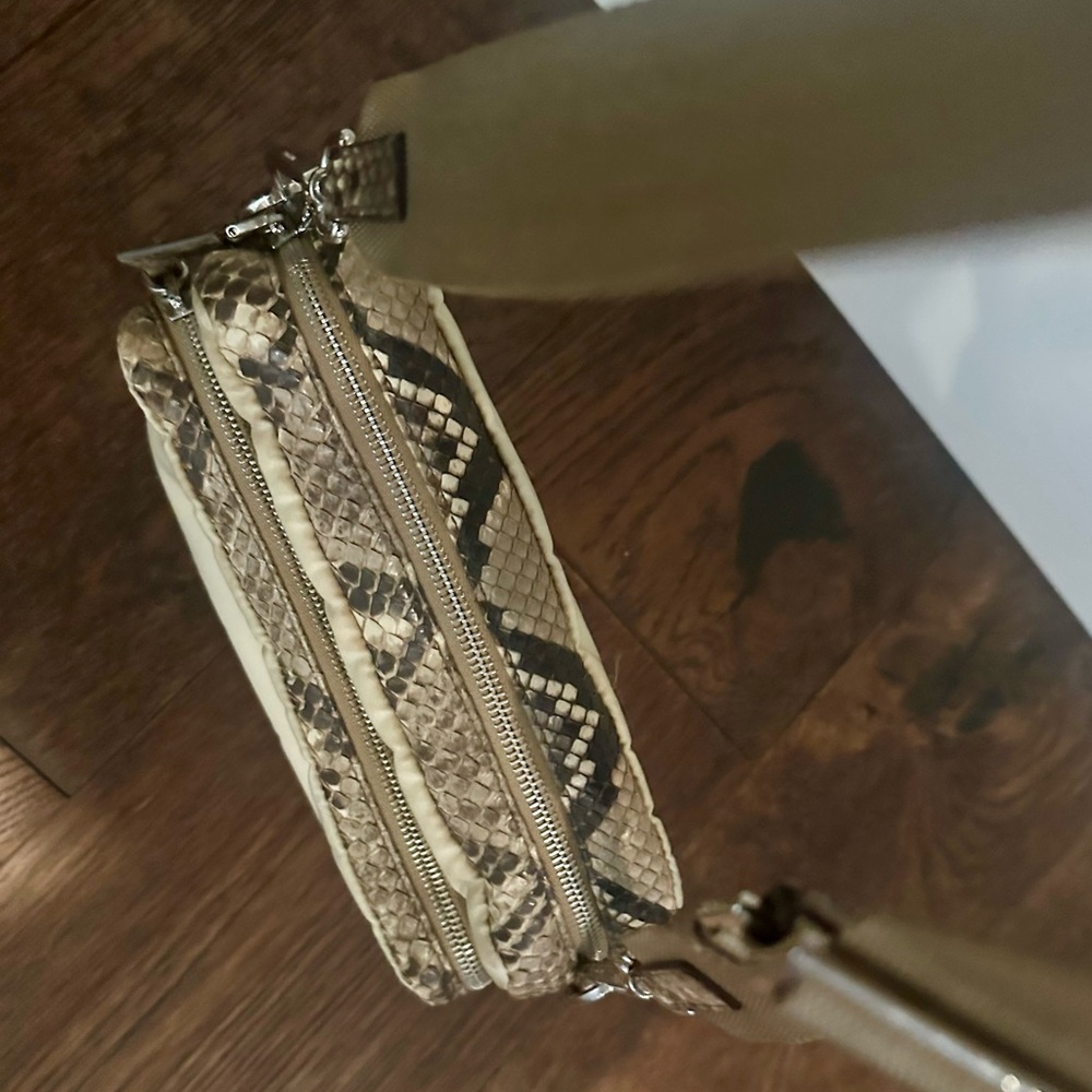 Prada Python Trimmed Tan Purse - image 4